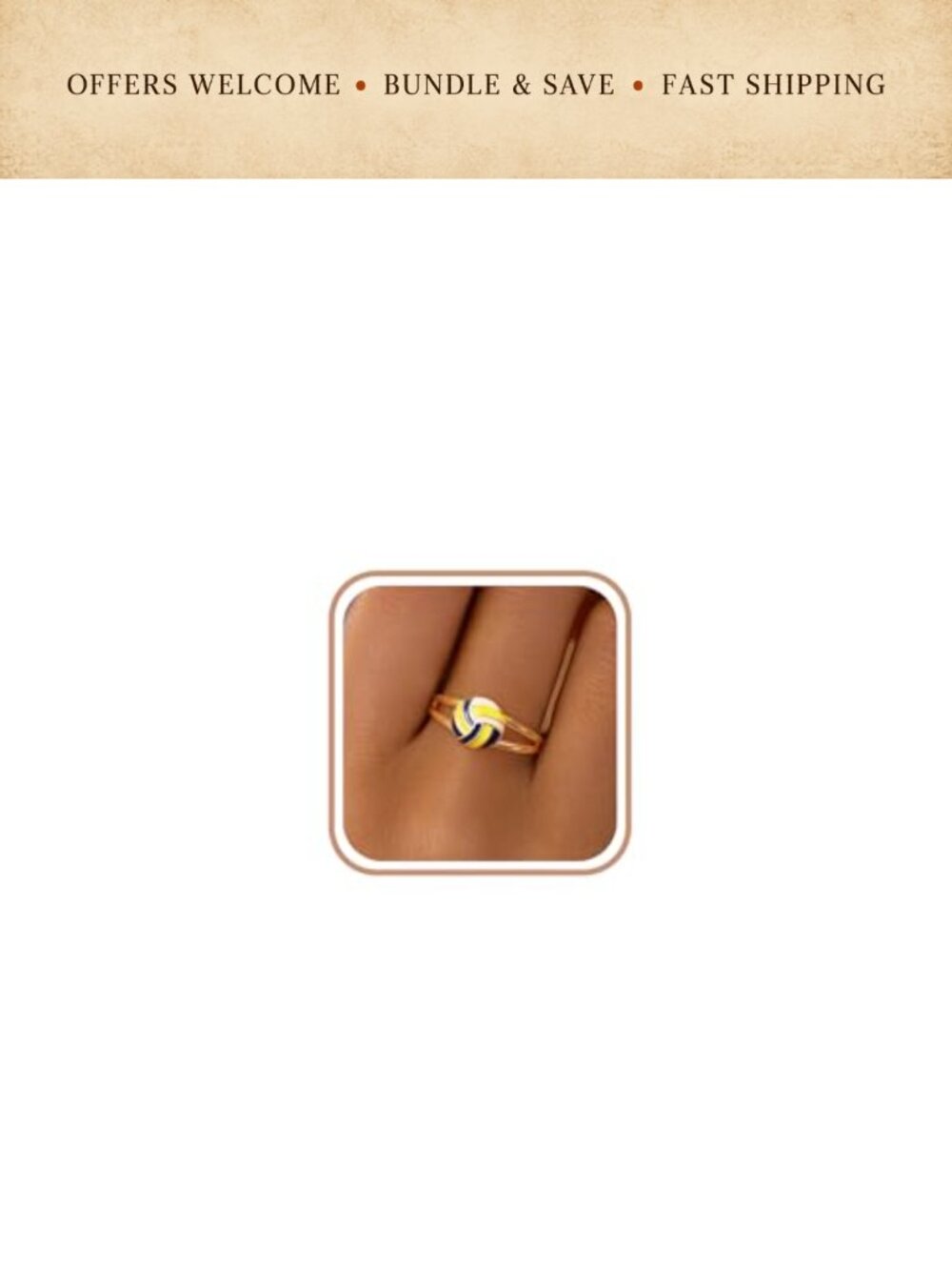 14K Gold Plated Brass Adjustable Sports Statement Ring Open Design